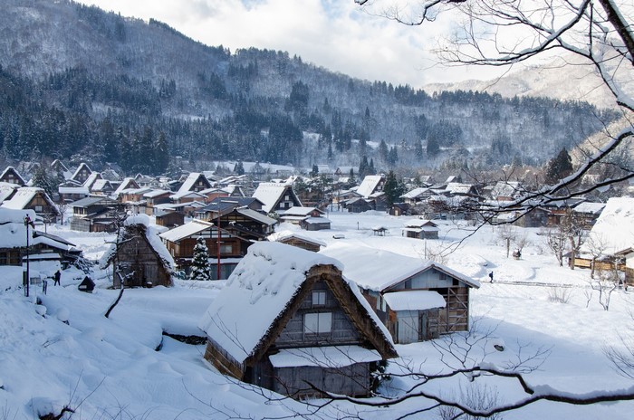 Shirakawa Go Village in Gifu Prefecture, Japan during Winter