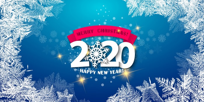 Merry Christmas 2020 Happy New Year snowflakes