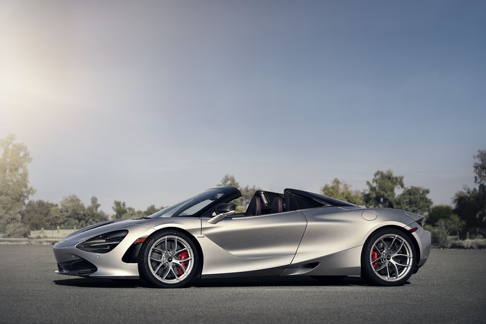 Silver McLaren 720S Spider Roadster