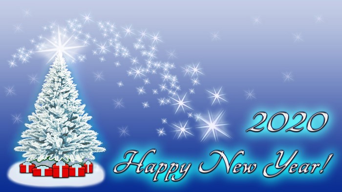 Happy New Year 2020 Christmas Tree with Gifts