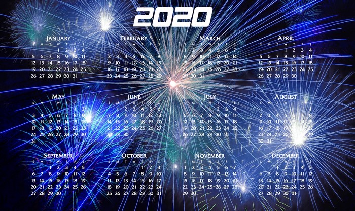 2020 Calendar with Fireworks