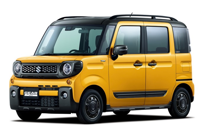 Yellow Suzuki Spacia Gear Minivan