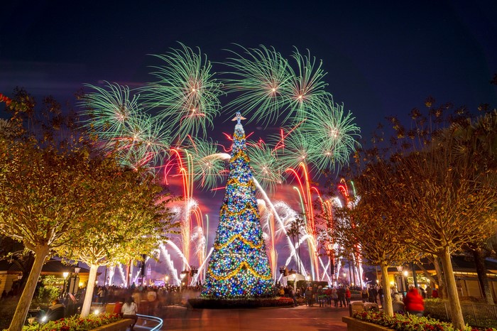 Christmas Tree and Fireworks at Disneyland