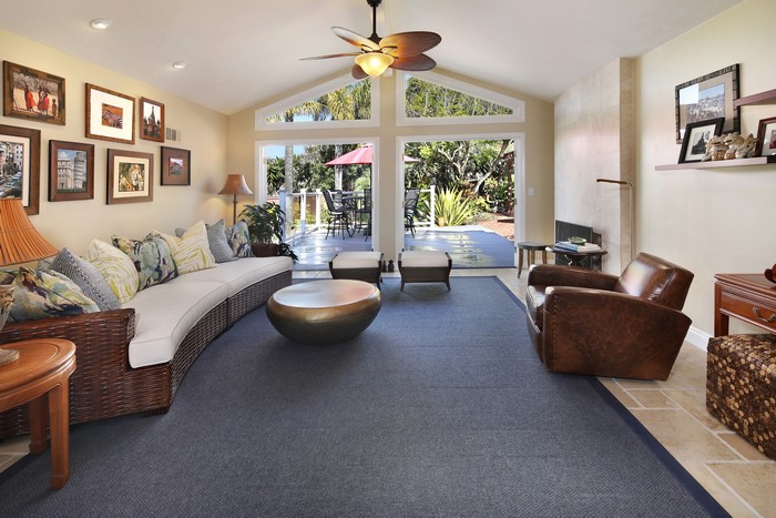 Living room with sofa and armchair