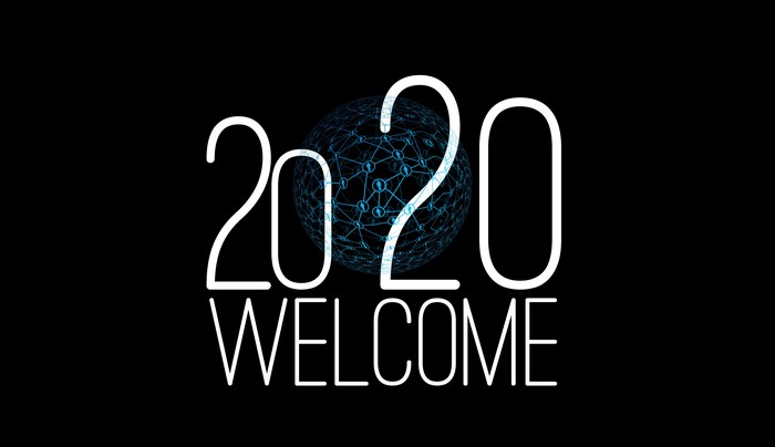 2020 WELCOME text with globe