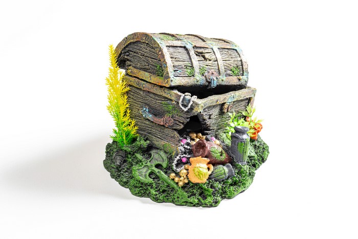 Treasure chest coffer on white background