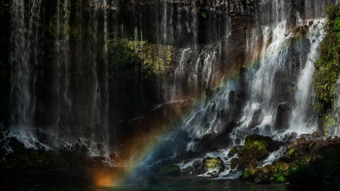 Shiraito Falls with a Rainbow in Japan