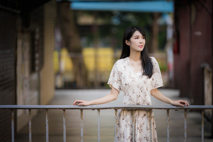 4K Portrait of Asian Woman in Floral Dress