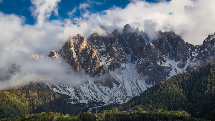 San Candido Dolomites with Mountains and Clouds