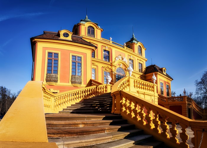 Ludwigsburg Palace with grand yellow staircase, Germany