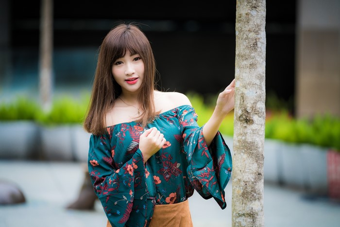 4K Portrait of Brown Haired Asian Woman