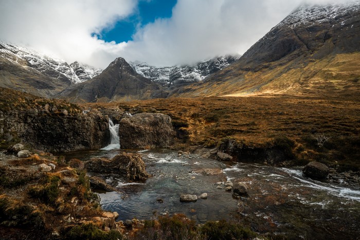 Fairy Pools with Mountains and Rivers in Scotland