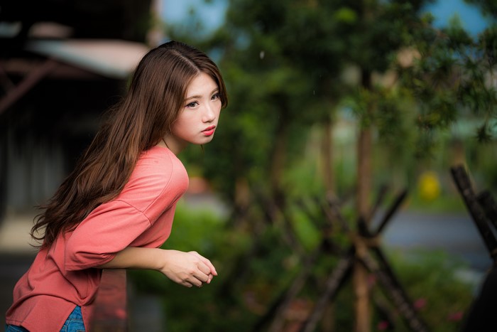 Asian Woman with Brown Hair