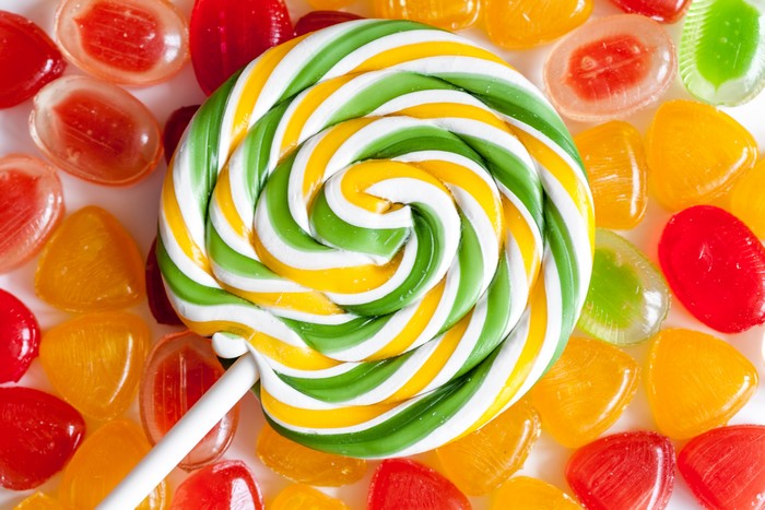Swirl Lollipop and Assorted Candies