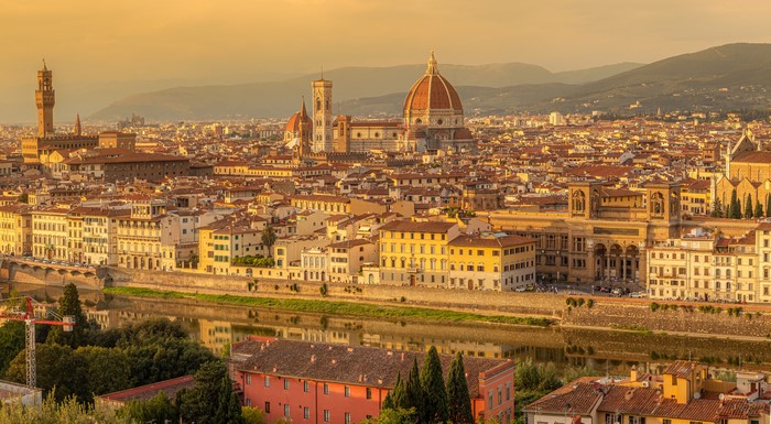 Florence cityscape with Arno River and Duomo