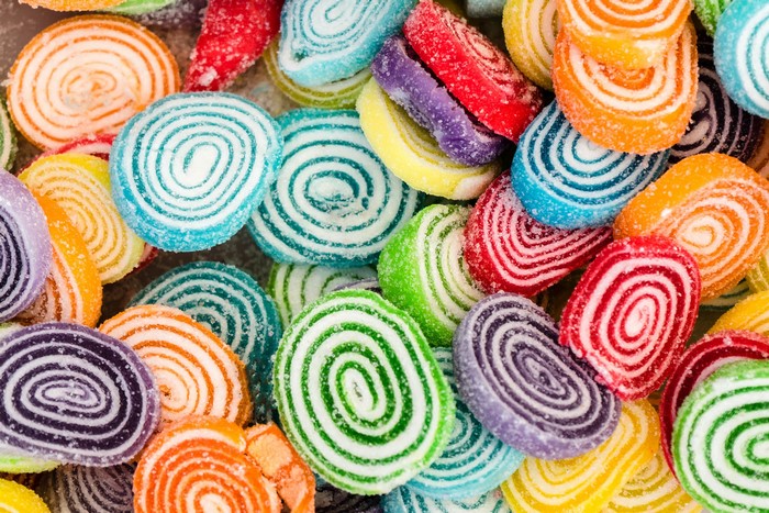 Assortment of colorful fruit roll candies