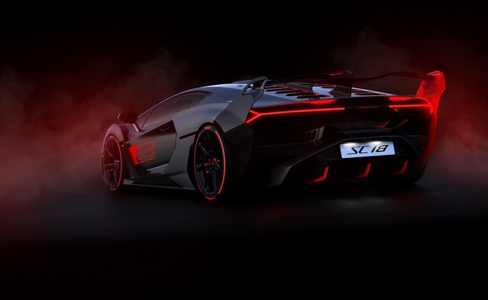 Lamborghini SC18 Alston from behind with red accents