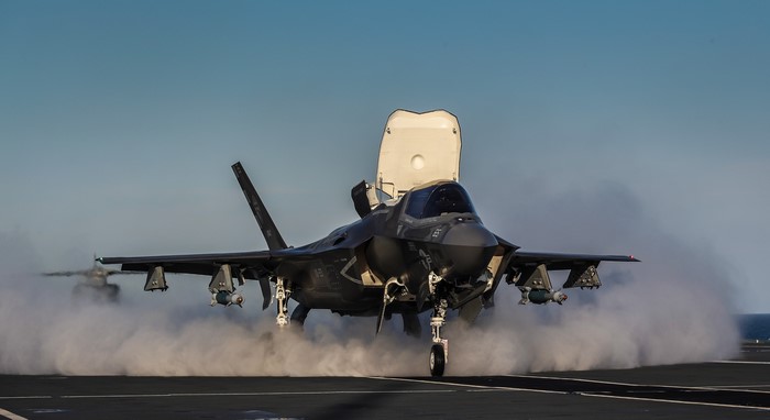 F-35B Lightning II on aircraft carrier deck