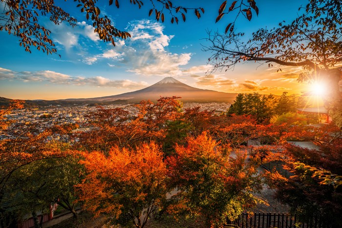 4K Autumn View of Mount Fuji in Japan