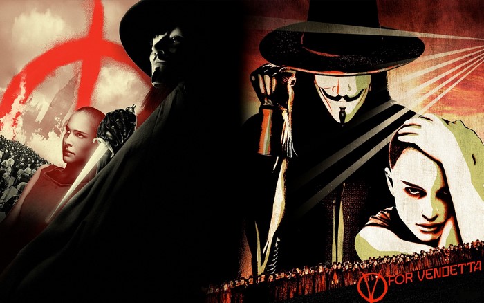 V for Vendetta movie poster with V and Evey
