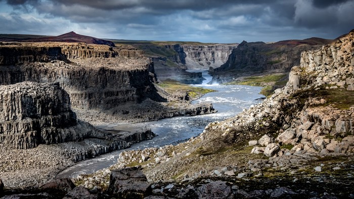 River flowing through a rocky canyon in Iceland