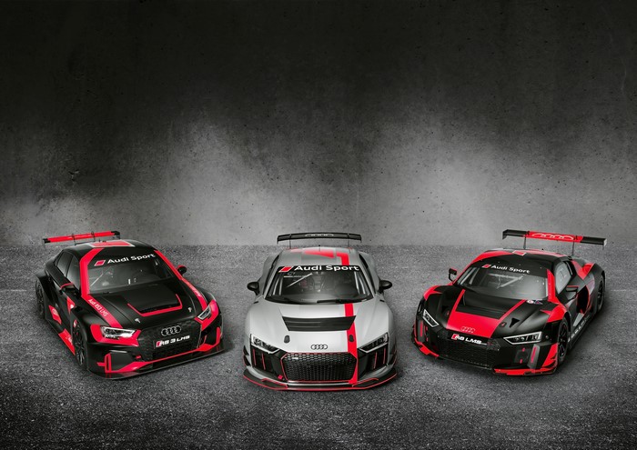 Audi RS3 LMS and R8 LMS cars