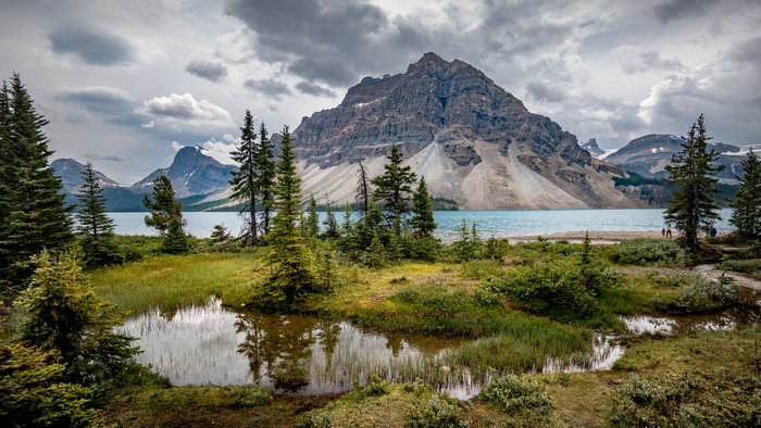Bow Lake and Mountains in Banff National Park, Canada