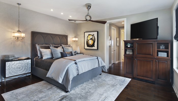 Bedroom Interior Design with Bed and Lamps
