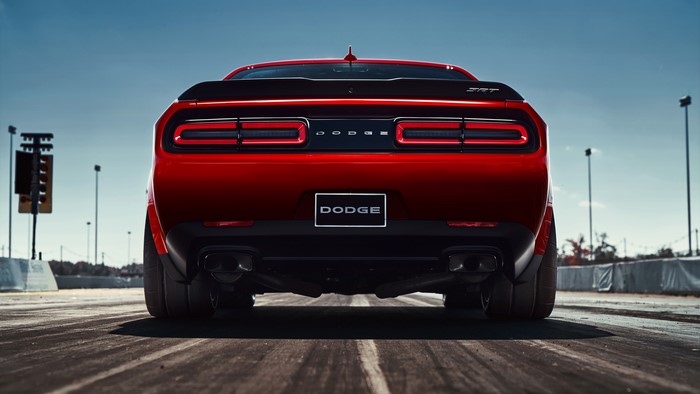 Red 2018 Dodge Challenger SRT Demon rear view