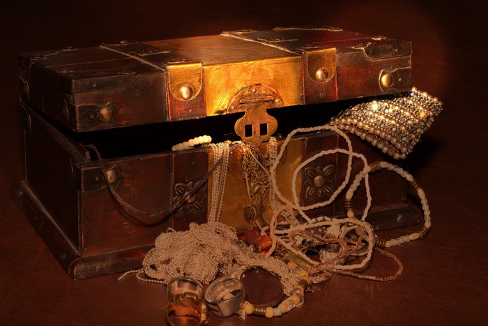 Treasure chest filled with jewelry
