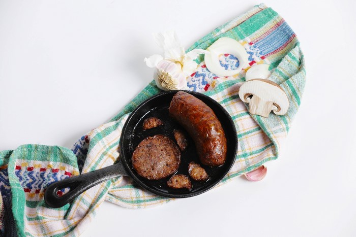 Sausage and Mushroom in Frying Pan