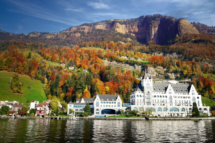 Park Hotel Vitznau on Lake Lucerne in Autumn, Switzerland