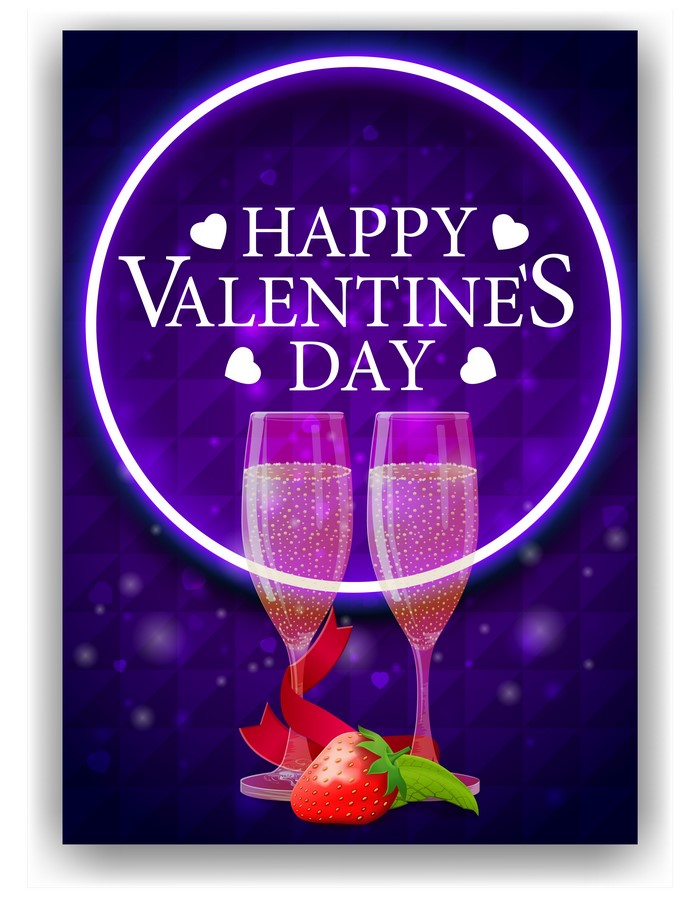 Happy Valentine's Day Champagne and Strawberry