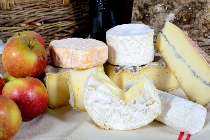 Assortment of Cheeses and Apples