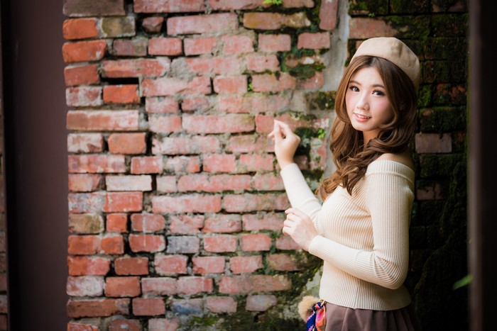 4K Portrait of Cute Asian Woman in Beret