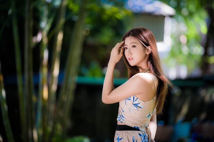 4K Portrait of a Cute Asian Woman with Brown Hair