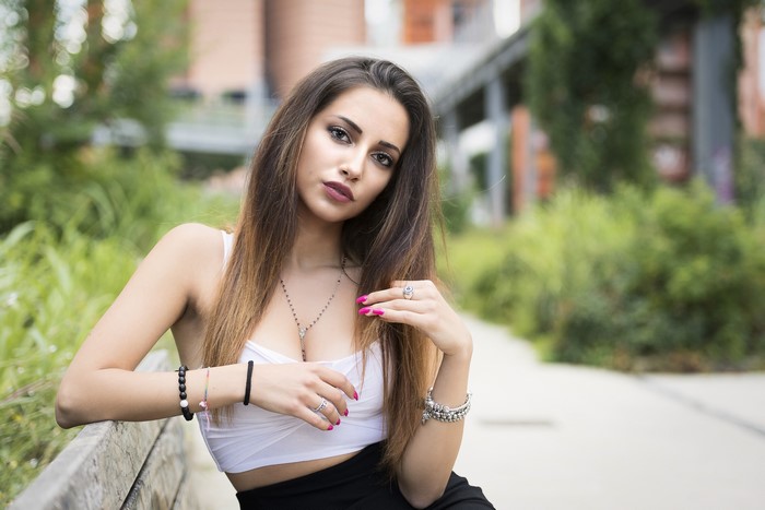 Carlotta posing outdoors