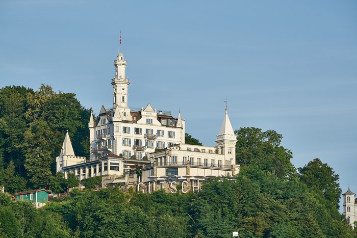 Hotel Gutschi on a hill in Switzerland