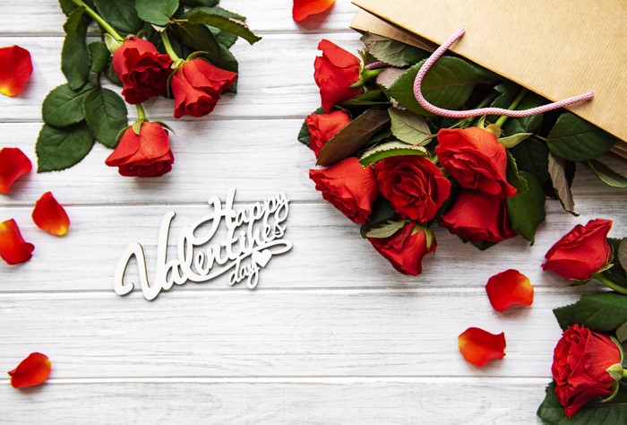 Red Roses and Happy Valentine's Day Message