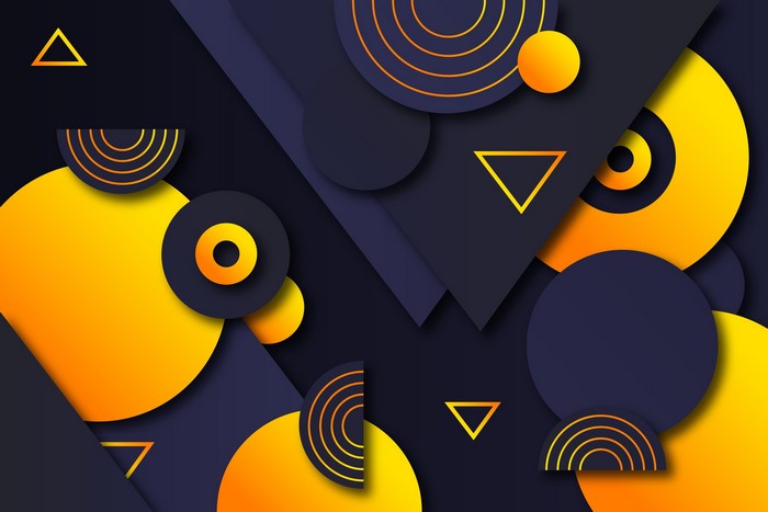 Abstract geometric shapes with yellow and dark blue gradient