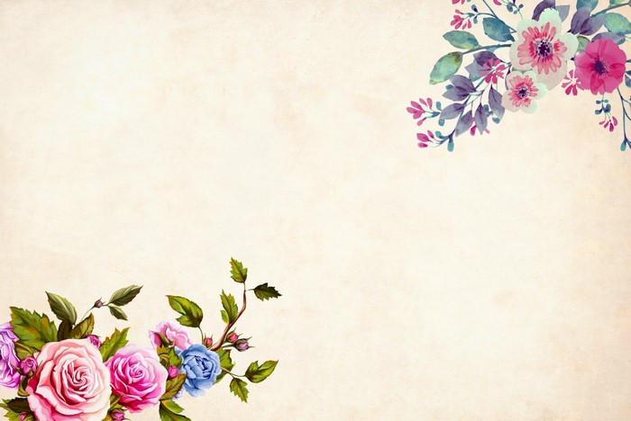 Watercolor floral painting with roses and leaves
