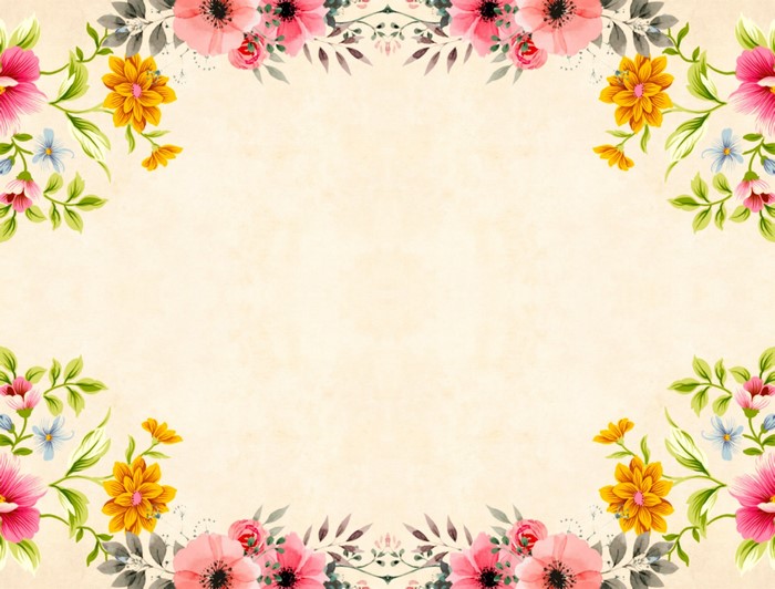 Floral Border Painting Art on Colored Background