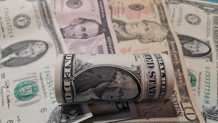 Rolled US Dollar Bills and Banknotes