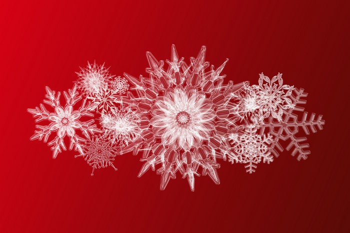 Snowflakes on a red background