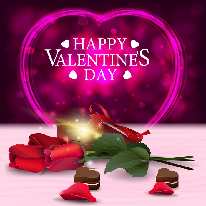 Happy Valentine's Day with Roses and Chocolates