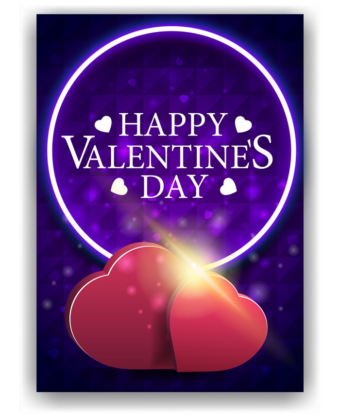 Happy Valentine's Day with Hearts and Light