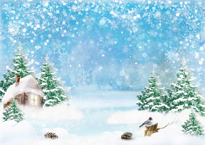 4K Winter Scene with Snow-Covered House and Bird