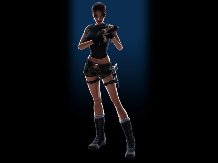Lara Croft from Tomb Raider holding pistols