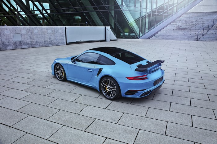 Light Blue Porsche 911 Turbo TechArt Coupe