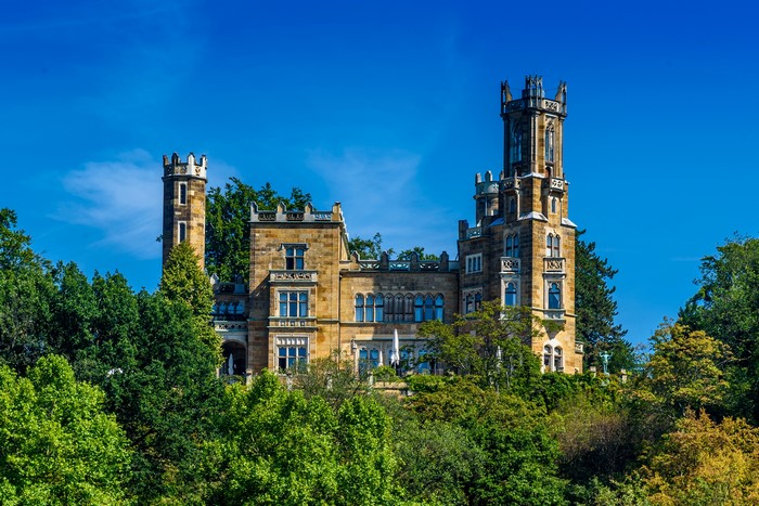 Eckberg Castle in Dresden, Germany surrounded by trees